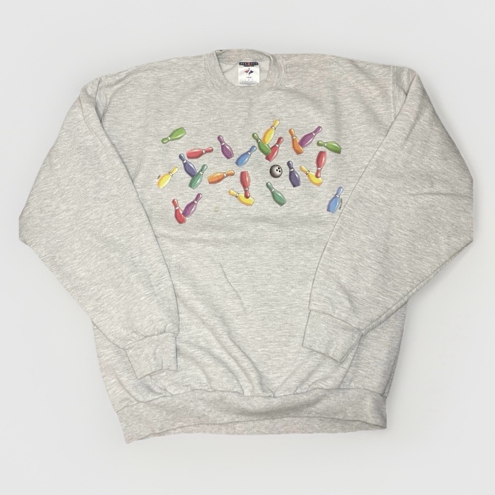 Vintage 2000s Bowling Pin Crewneck Sweatshirt - SZ L